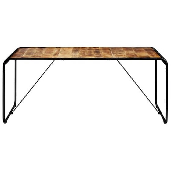 Τραπεζαρία Vidaxl από Μασίφ Ακατέργαστο Ξύλο Μάνγκο 180x90x76 cm - Μαύρο/Καφέ image 2