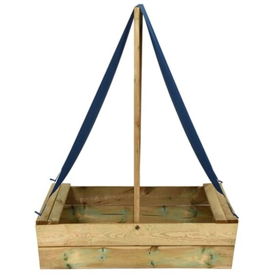 VidaXL Αμμοδόχος με Καθίσματα & Σκίαστρο 80x60x97.5cm Ξύλινη - Καφέ/ Μπλε image 2