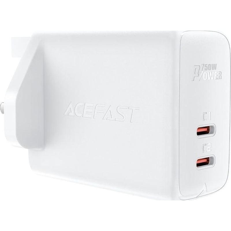 ACEFAST Φορτιστής Ταξιδίου Acefast A32 Fast Charging 2xUSB-C Gan - Λευκό Με UK Plug