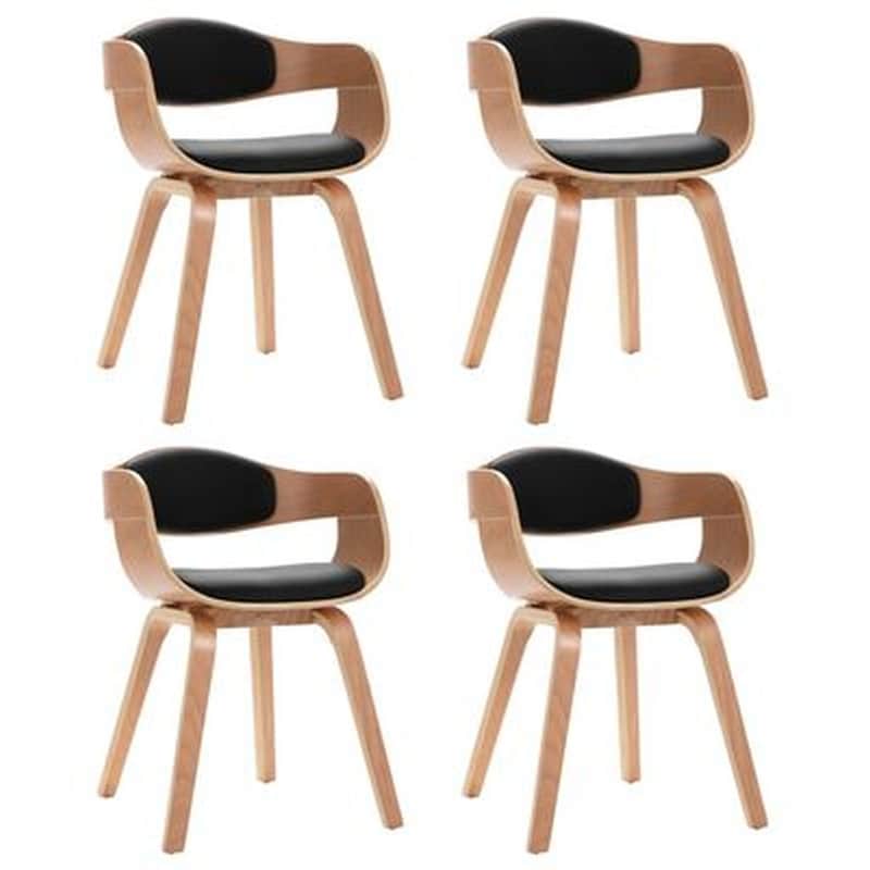 Καρέκλες Τραπεζαρίας Vidaxl από Λυγισμένο Ξύλο/Συνθετικό Δέρμα 4 Τμχ - Μαύρες VIDAXL