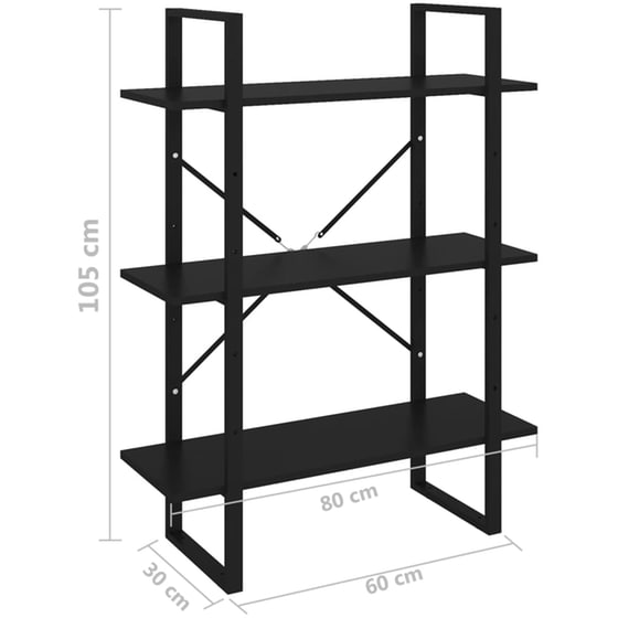 Βιβλιοθήκη VidaXL από Μέταλλο 80x30x105 cm - Μαύρο image 4