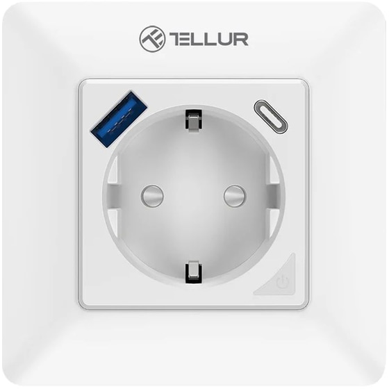 Έξυπνη Πρίζα Ρεύματος Tellur με Wi-Fi, 3600W - Λευκό image 0