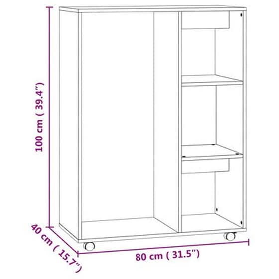 Δίφυλλη Ντουλάπα Vidaxl από Μοριοσανίδα 80x40x110cm - Γκρι Σκυροδέρματος image 4
