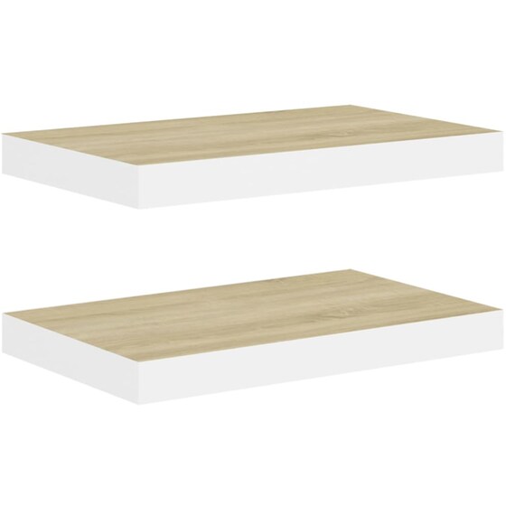 Ράφια Τοίχου VidaXL από MDF 50x23x3.8 cm 2 Τμχ - Λευκό/Μπεζ image 0