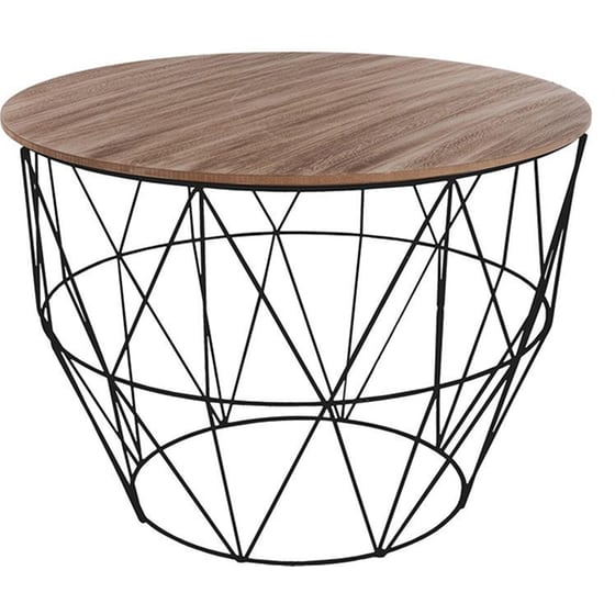 Τραπέζι Σαλονιού Spitishop Μεταλλικό Φ56x40 - Μπεζ/Μαύρο image 0