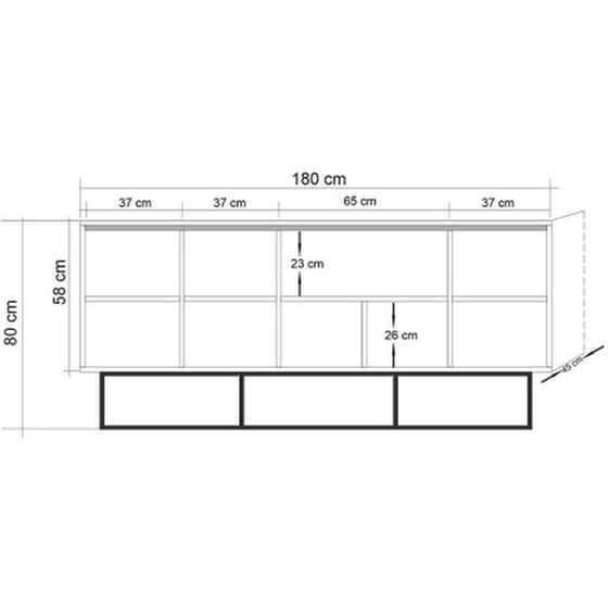 Μπουφές 24Mall Destra Atlantic Pine από Μοριοσανίδα/Μέταλλο 180x40x80 cm - Μαύρος/Καφέ image 3
