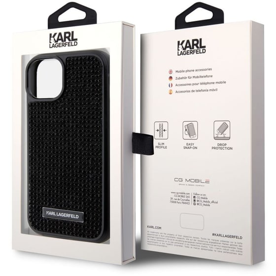 Θήκη Apple iPhone 15 - Karl Lagerfeld Rhinestones Metal Plate Logo Collection - Black image 1