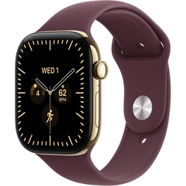 Apple Watch Series 12 GPS + Cellular 46mm Radiant Gold Titanium Case with Burgundy Sport Band - M/L