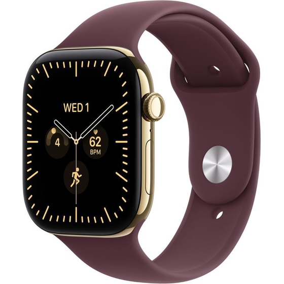 Apple Watch Series 12 GPS + Cellular 46mm Radiant Gold Titanium Case with Burgundy Sport Band - M/L image 0