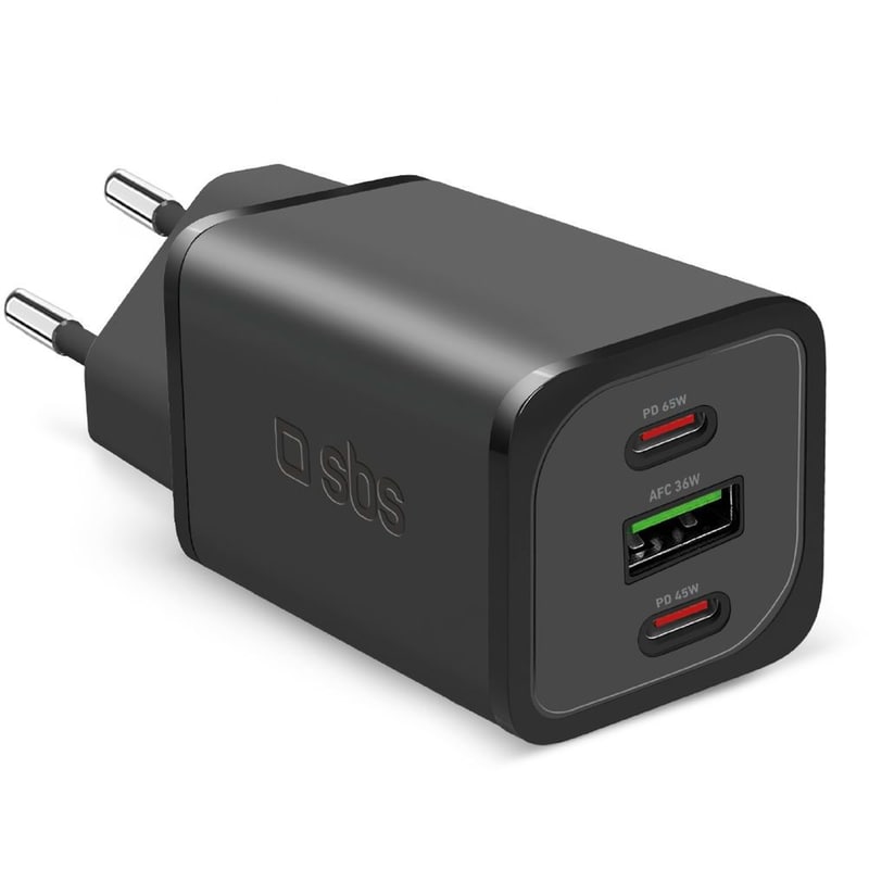 Φορτιστής Πρίζας SBS NanoTube Charger 2x USB-C / 1x USB-A 65W - Black