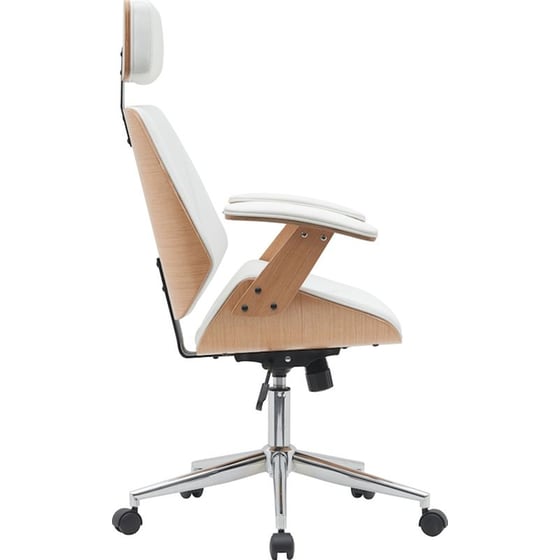 Καρέκλα Γραφείου Διευθυντή ArteLibre Milius από Δερματίνη & Plywood - Λευκή/ Καφέ image 1