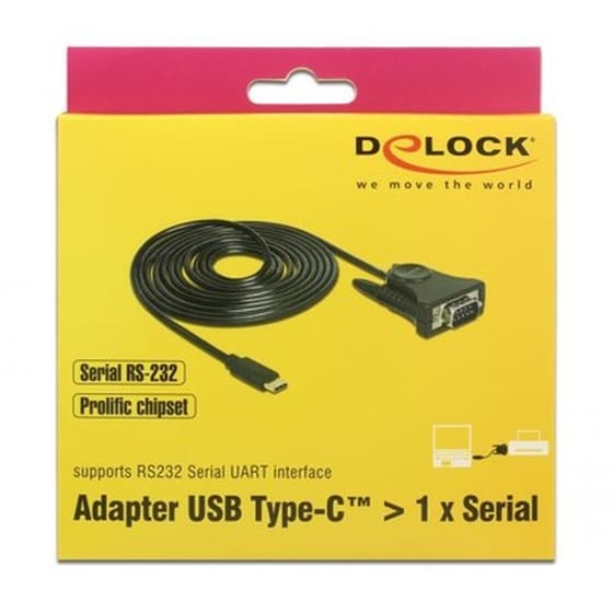 Καλώδιο DeLock USB-C Male σε RS232 9-pin Male - 1.8m image 1