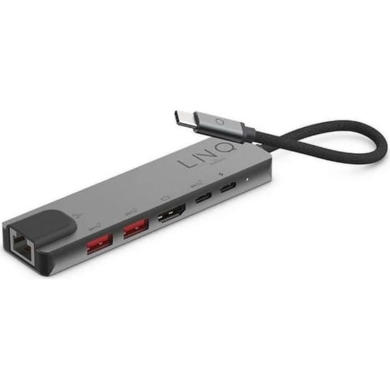 LINQ 6in1 Pro Multiport Hub USB-C σε HDMI 4K/60Hz, Gigabit Ethernet & USB-A/C 10Gbps με 100W PD image 0