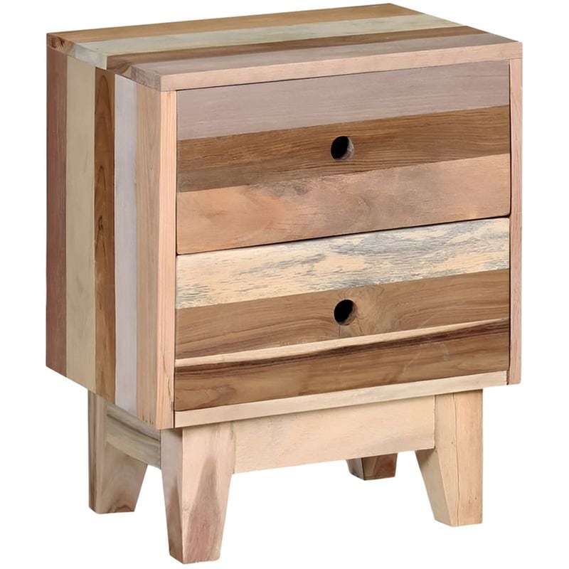 Κομοδίνο Vidaxl Από Μασίφ Ανακυκλωμένο Ξύλο 30x40x50 cm - Μπεζ Καφέ