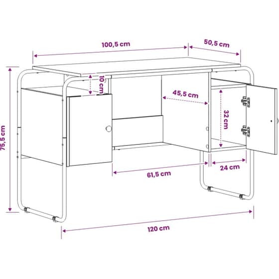 Γραφείο VidaXL με Αποθηκευτικό Χώρο 120x50,5x75,5 cm - Γκρι Sonoma image 7