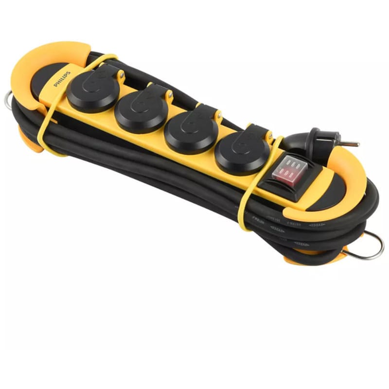 PHILIPS Πολύπριζο Philips SPN5140YB/GRS Αδιάβροχο 4 θέσεων 3m - Κίτρινο