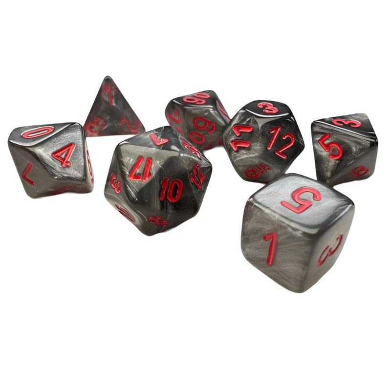 CHESSEX Σετ Ζάρια - 7 Mini Dice Set Polyhedral Velvet Black With Red