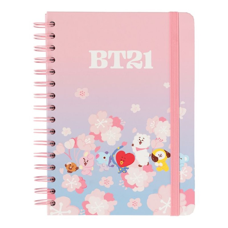 ERIK Τετράδιο Σπιράλ με Λάστιχο A5 με Τελίτσες Bt21 Cherry Blossom 90 Φύλλων