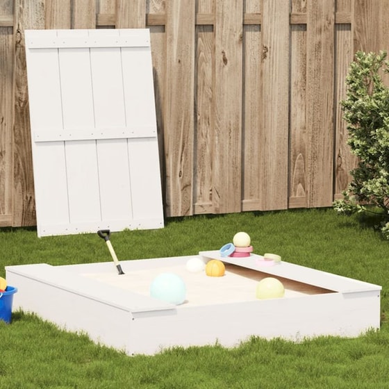 VidaXL Αμμοδόχος με Κάλυμμα 111x111x19.5cm Ξύλινη - Λευκό image 1