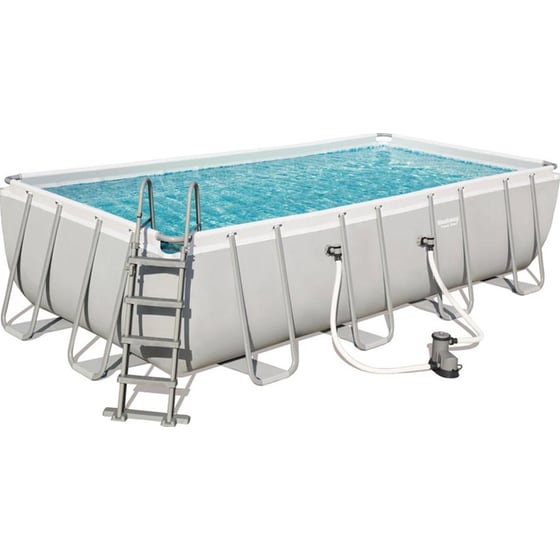 Oρθογώνια Πισίνα Bestway 56465 14.812Lt με Μεταλλικό Σκελετό, Φίλτρο & Κάλυμμα - Γκρι image 1