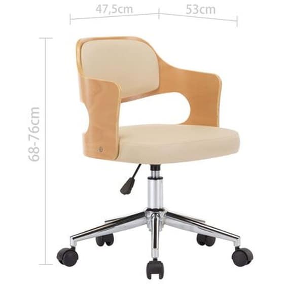 Καρέκλα Τραπεζαρίας Vidaxl από Λυγισμένο Ξύλο/Συνθετικό Δέρμα Περιστρεφόμενη - Κρεμ image 6