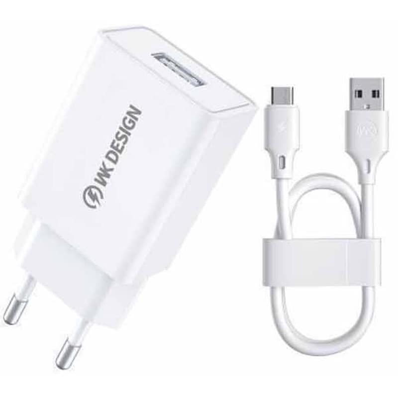 WK DESIGN Σετ Φόρτισης WK WP-U118 Combo με Καλώδιο Micro USBμε Καλώδιο USB-C 10W