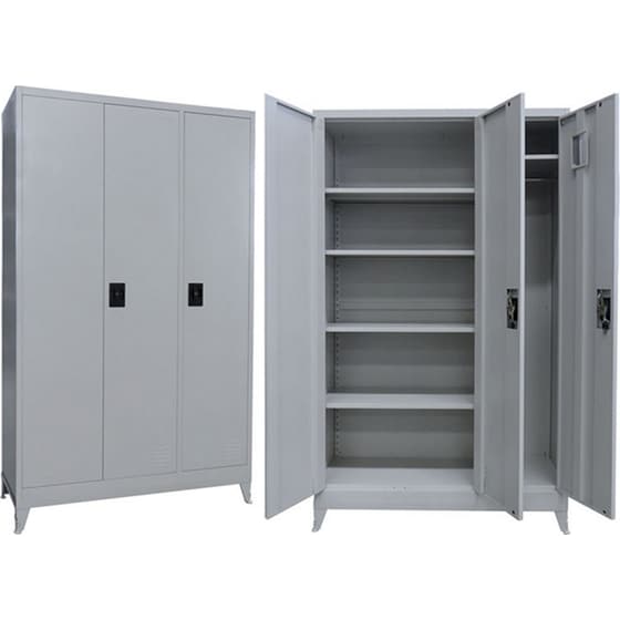 Μεταλλική Ντουλάπα 105x40x191cm Γαλβανιζέ 3φυλλη Με 5 Ράφια Και Ρυθμιζόμενα Πόδια -7 Αποθηκευτικοί Χώροι 50.5kg Steelen image 3