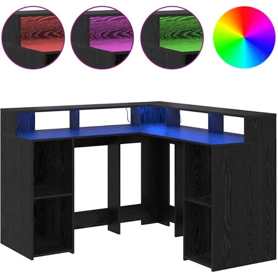 Γραφείο VidaXL από Επεξεργασμένο Ξύλο 130x130x91 cm - Μαύρη Οξιά image 3