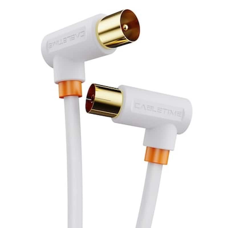 CABLETIME Cabletime Καλώδιο Tv M Σε Tv F 90 Degree Av101, 75ohm, 3m, Λευκό