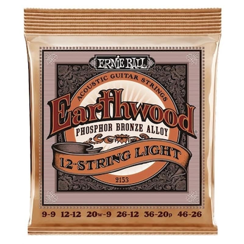 ERNIE BALL Σετ 12 Χορδές Ακουστικής Κιθάρας Ernie Ball 2153 Earthwood Phosphor Bronze 009-046