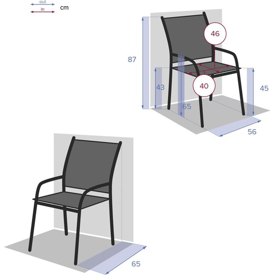 Καρέκλα Εξωτερικού Χώρου Spitishop 56x65x88 cm - Πετρόλ image 1