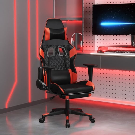 Καρέκλα Gaming VIDAXL 3143765 με Υποπόδιο από Τεχνητό Δέρμα - Μαύρο image 8