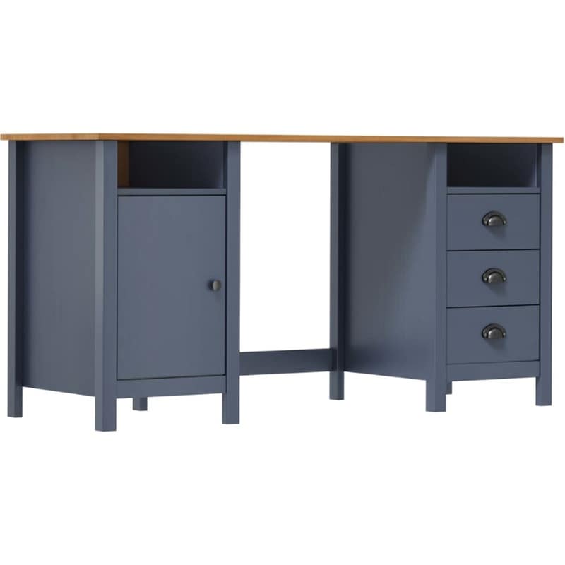 Γραφείο VidaXL Hill από Μασίφ Ξύλο Πεύκου 150x50x74 cm - Γκρι