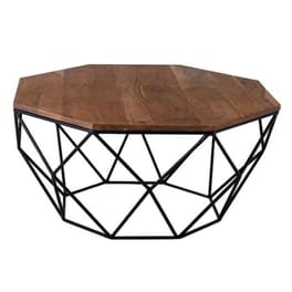Τραπεζάκι Σαλονιού Woodwell από Ξύλο Ακακίας 82x82x40cm - Καφέ/Μαύρο