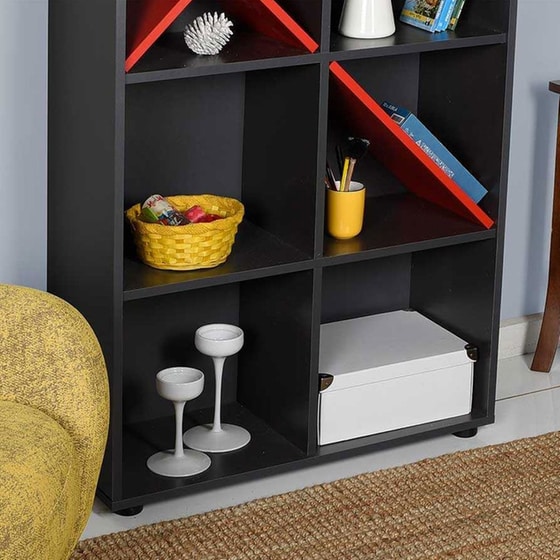 Βιβλιοθήκη Spitishop από MDF 75x30x188cm - Ανθρακί image 2