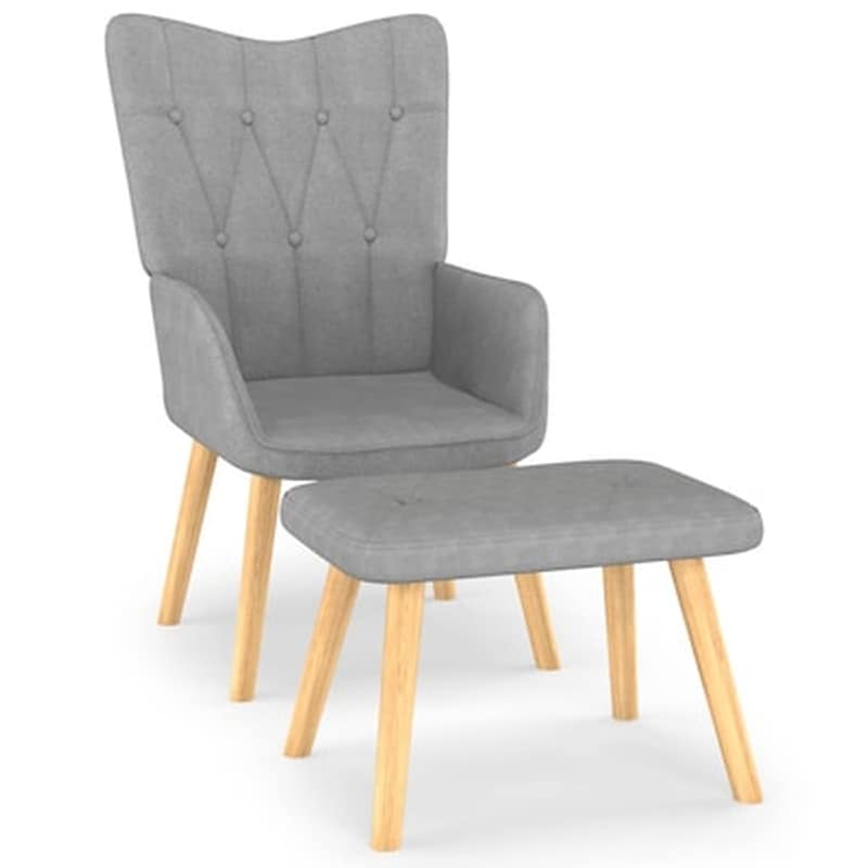 VIDAXL Vidaxl Πολυθρόνα Relax Ανοιχτό Γκρι Υφασμάτινη Με Σκαμπό