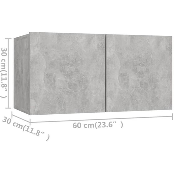 Έπιπλα Τηλεόρασης VidaXL Μοριοσανίδα 4 Τμχ 60x30x30cm - Γκρι image 5