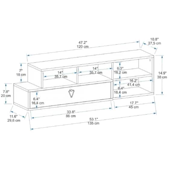 Έπιπλο Τηλεόρασης 24Mall Dora από Μοριοσανίδα 120x57.1x38 cm - Καρυδί/Μπεζ image 2