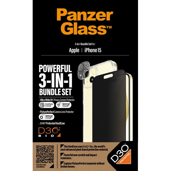 Θήκη & Προστασία Οθόνης / Καμερών Apple iPhone 15 - PanzerGlass Privacy Bundle Hardcase with D30 - Διάφανο image 4