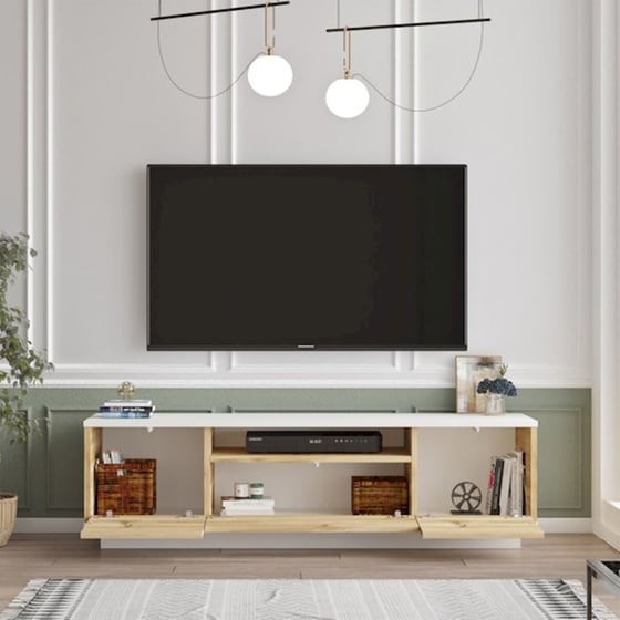 Έπιπλο Τηλεόρασης Libero 140x35.5x39.5 cm - Λευκό oak image 1