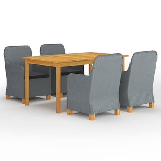 Vidaxl Σετ Τραπεζαρίας Κήπου 5 Τεμαχίων Ανοιχτό Γκρι image 0