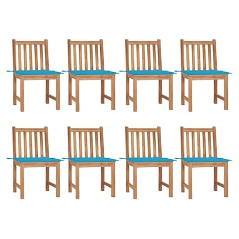 Vidaxl Καρέκλες Κήπου 8 Τεμάχια Από Μασίφ Ξύλο Teak Με Μαξιλάρια
