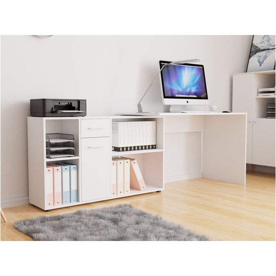 Γραφείο Polihome Armando από Μαριοσανίδα 120x122x75 cm - Λευκό image 2