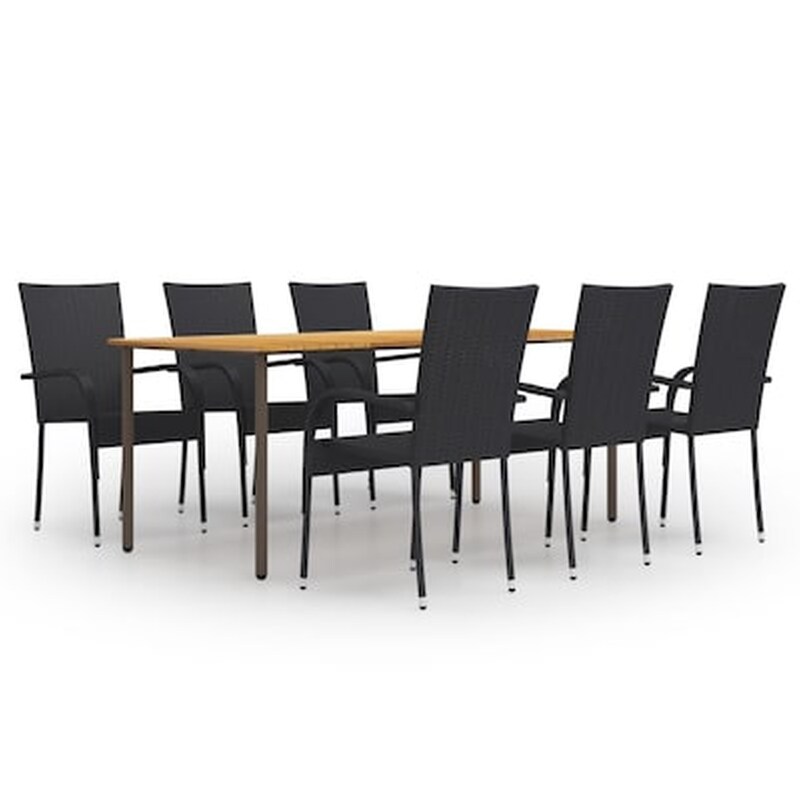 VIDAXL Vidaxl Σετ Τραπεζαρίας Κήπου 7 Τεμαχίων Μαύρο Από Συνθετικό Ρατάν