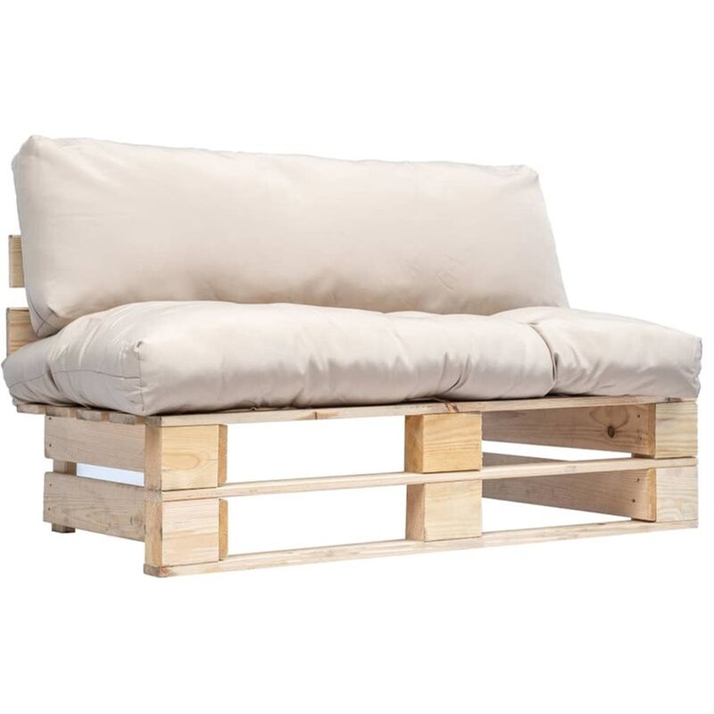 Καναπές Κήπου VidaXL με Μαξιλάρια από Ξύλο Πεύκου 110x66x65 cm - Μπεζ/Λευκό