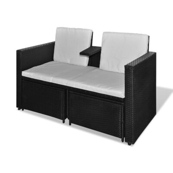 Vidaxl Σαλόνι Κήπου 4 Τεμαχίων Μαύρο Από Συνθετικό Ρατάν Με Μαξιλάρια image 4