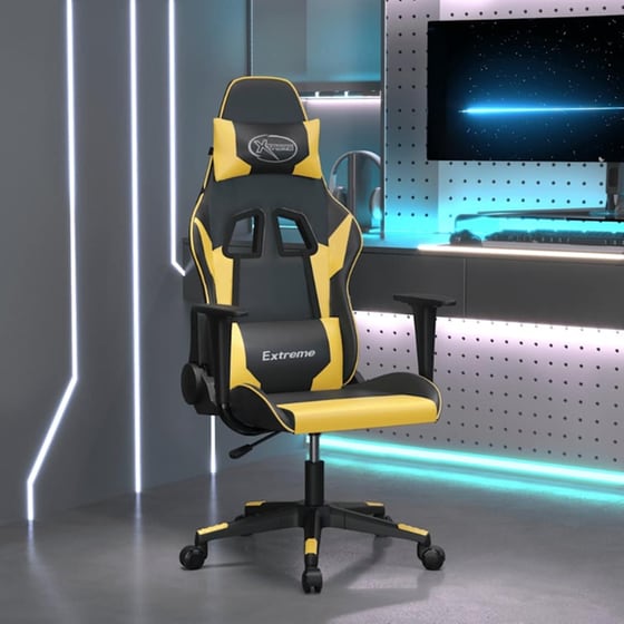 Καρέκλα Gaming VIDAXL 3143689 με Ρυθμιζόμενα Μπράτσα από Τεχνητό Δέρμα - Μαύρο / Κίτρινο image 10