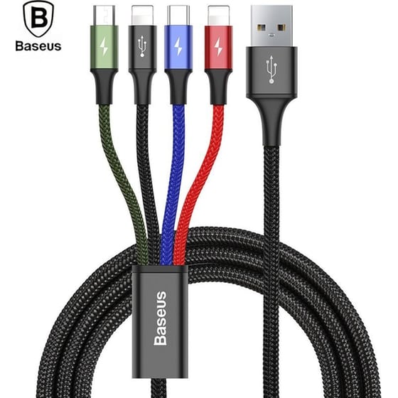 Καλώδιο Baseus 4 σε 1 Lightning/ Micro USB/ 2x USB-C/ USB 1.2m - Black image 0