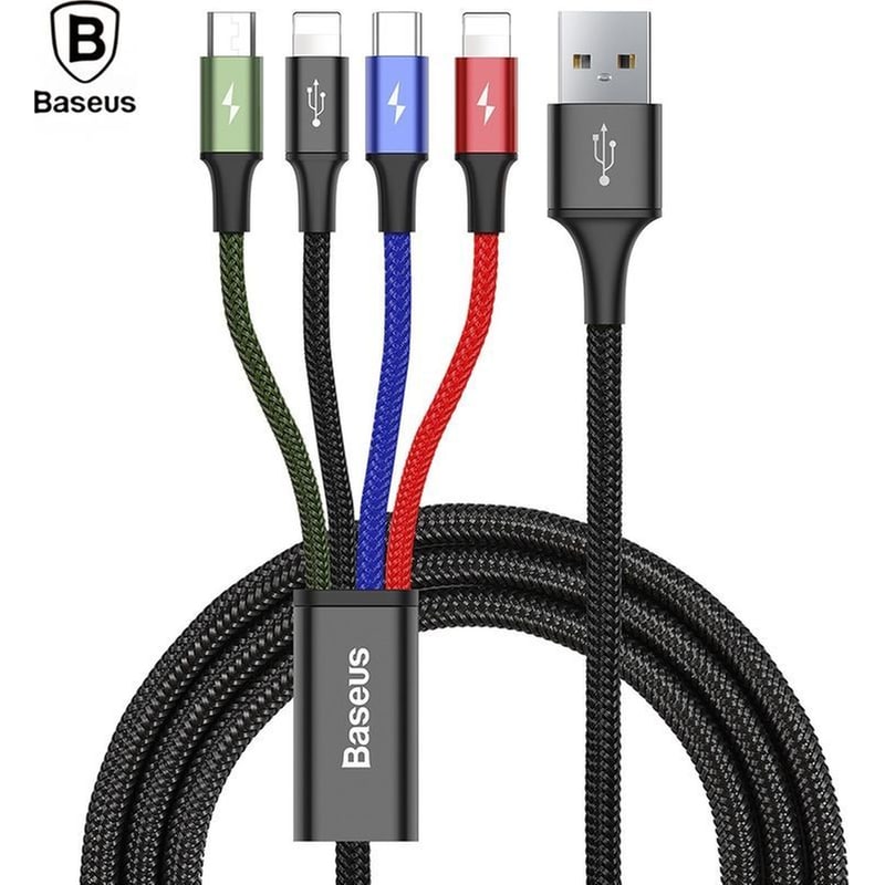 Καλώδιο Baseus 4 σε 1 Lightning/ Micro USB/ 2x USB-C/ USB 1.2m - Black