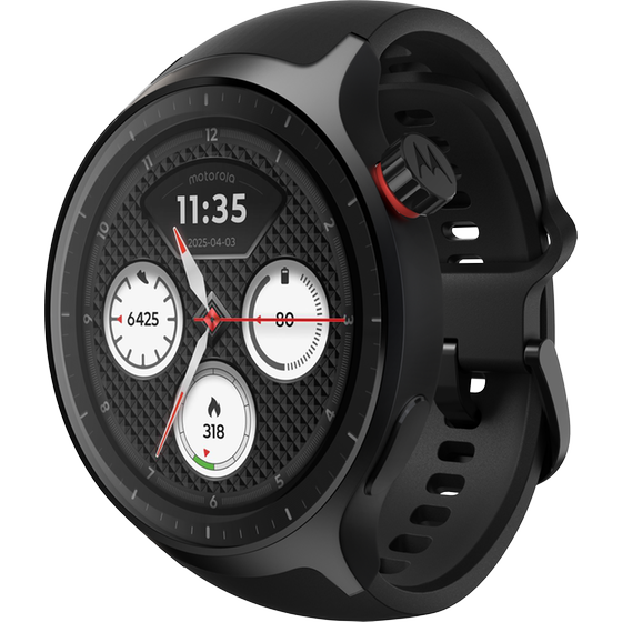 Smartwatch Motorola Moto Watch 47mm - Matte Black with PANTONE Volcanic Ash Silicone Band image 2